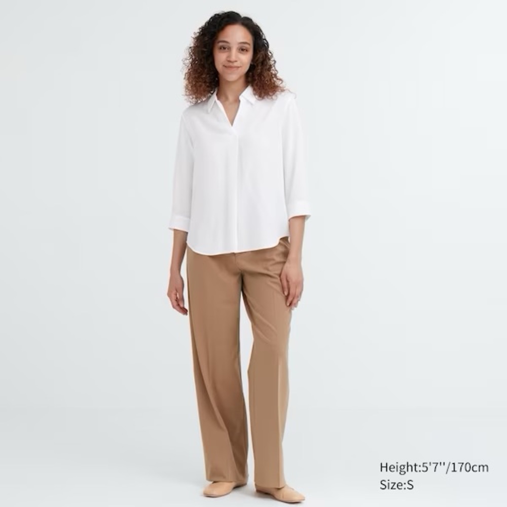 Rayon Skipper Collar 3/4-Sleeve Blouse - brand new w Tags! Size XXS - XS White